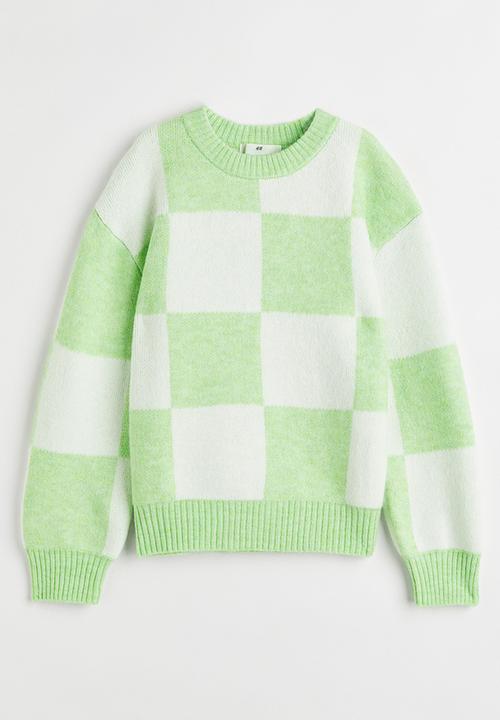 H&M - Jacquard-knit jumper - light green/checked