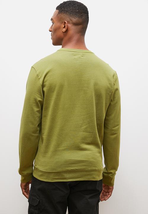 Lark & Crosse - Marco sueded crew neck sweat - khaki