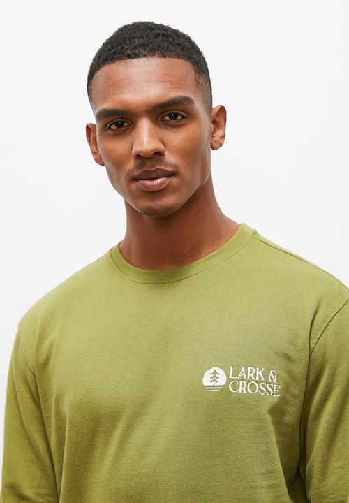 Lark & Crosse - Marco sueded crew neck sweat - khaki