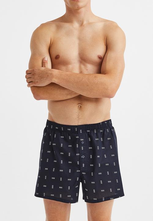 H&M - 3 Pack woven cotton boxer shorts - dark blue/constellations