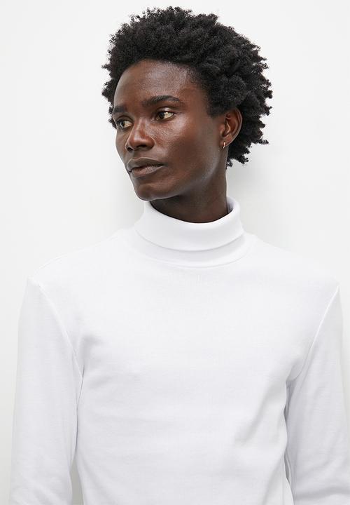 Superbalist - Sochi slim ribbed roll neck long sleeve tee - white