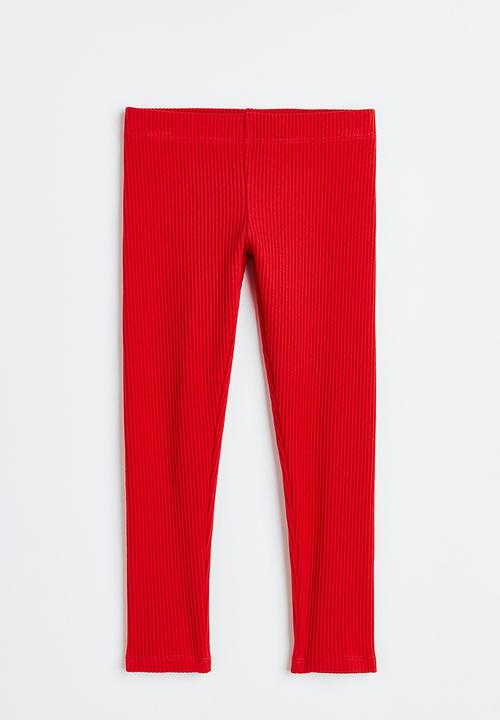 H&M - Ribbed cotton leggings - red