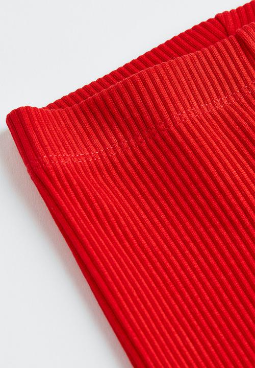 H&M - Ribbed cotton leggings - red