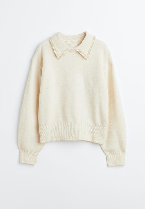 H&M - Beaded-collar jumper - cream