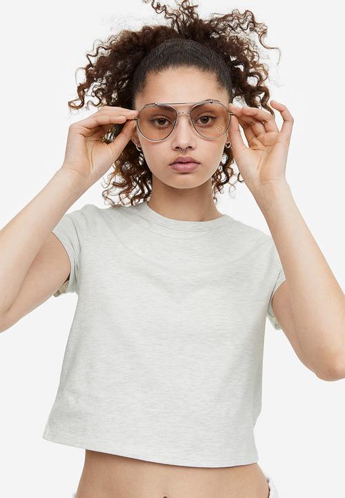 H&M - Cotton jersey T-shirt - light grey marl
