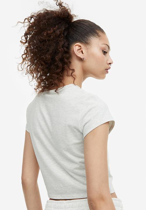 H&M - Cotton jersey T-shirt - light grey marl