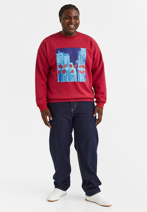 H&M - Oversized fit sweatshirt - red/new york