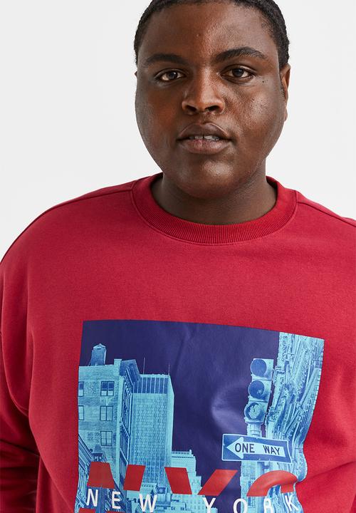 H&M - Oversized fit sweatshirt - red/new york