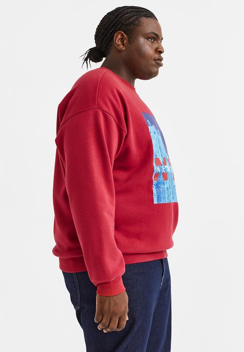 H&M - Oversized fit sweatshirt - red/new york