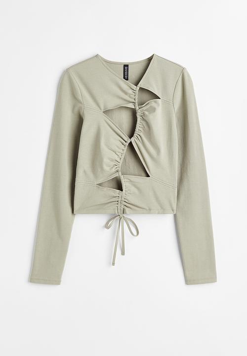 H&M - Cut-out top - light khaki green