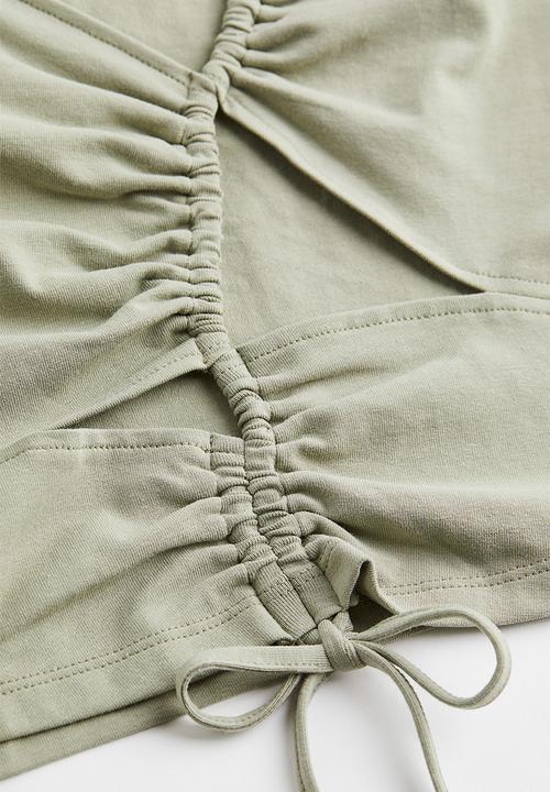 H&M - Cut-out top - light khaki green