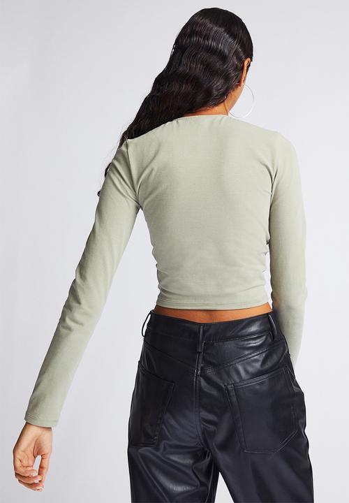 H&M - Cut-out top - light khaki green