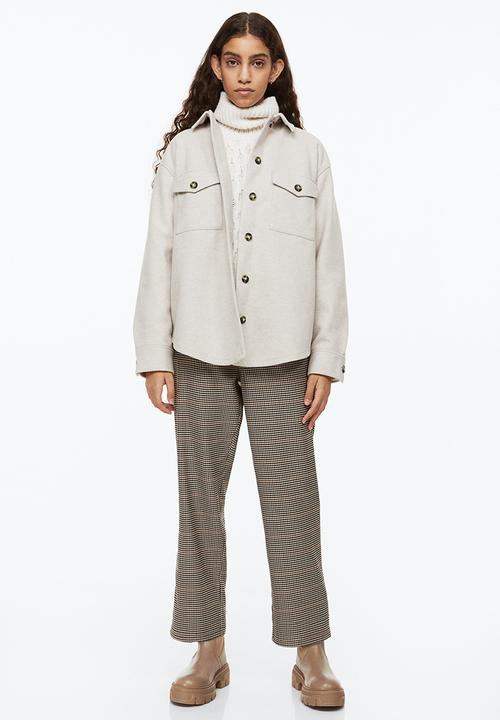 H&M - Ankle-length trousers - light beige/dogtooth-patterned