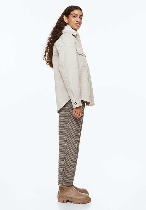 H&M - Ankle-length trousers - light beige/dogtooth-patterned