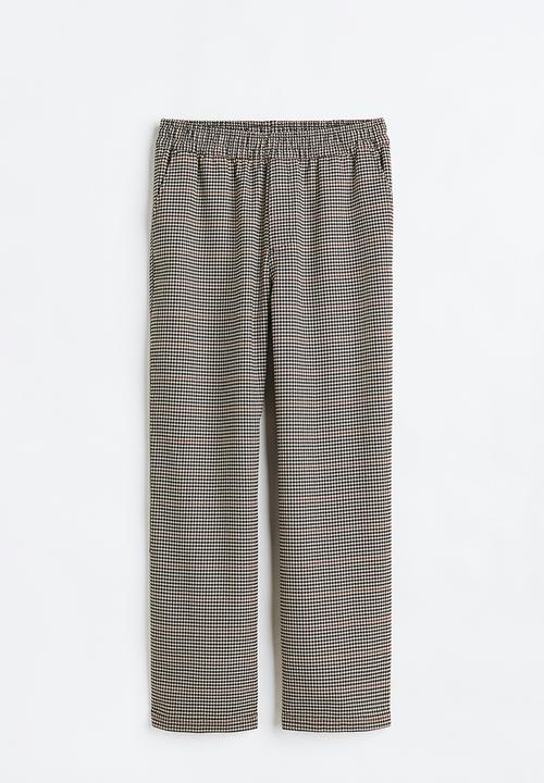 H&M - Ankle-length trousers - light beige/dogtooth-patterned
