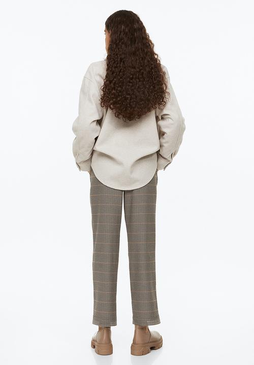 H&M - Ankle-length trousers - light beige/dogtooth-patterned