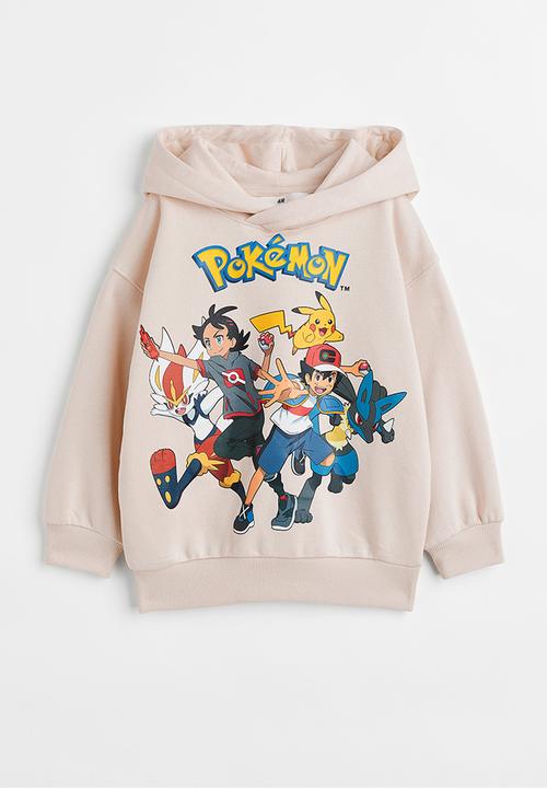 H&M - Oversized printed hoodie - light beige/pokémon