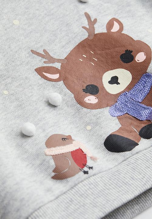 H&M - 2-Piece printed cotton set - light pink/winter animals