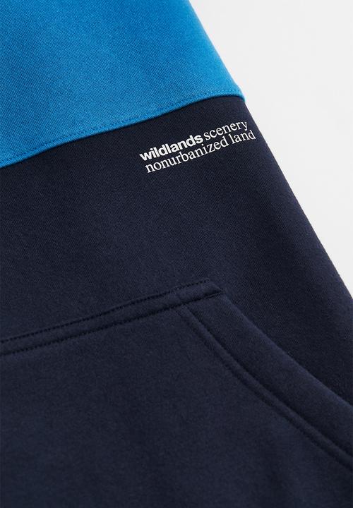 H&M - Relaxed fit hoodie - blue/block-coloured
