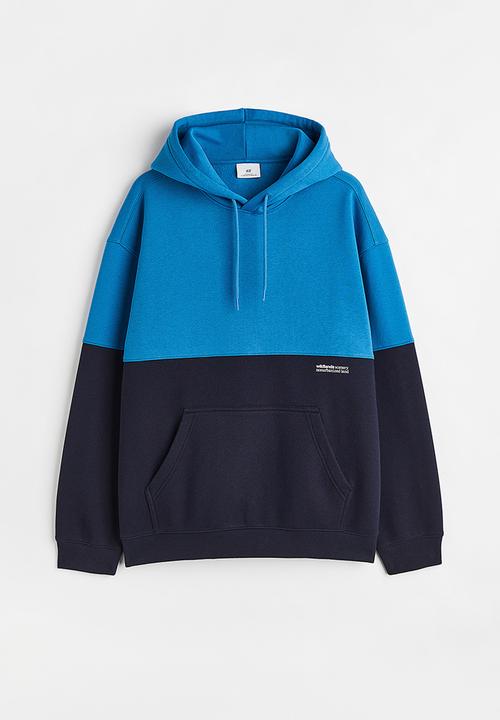 H&M - Relaxed fit hoodie - blue/block-coloured