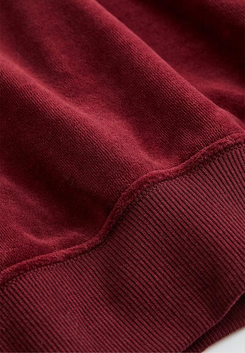 H&M - Oversized fit velour hoodie - burgundy 