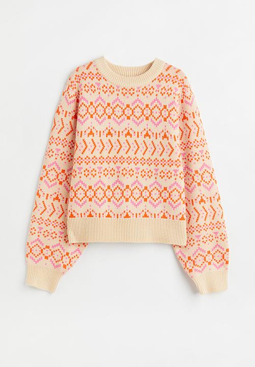 H&M - Jacquard-knit jumper - light beige/ patterned