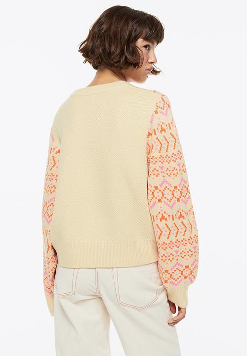 H&M - Jacquard-knit jumper - light beige/ patterned