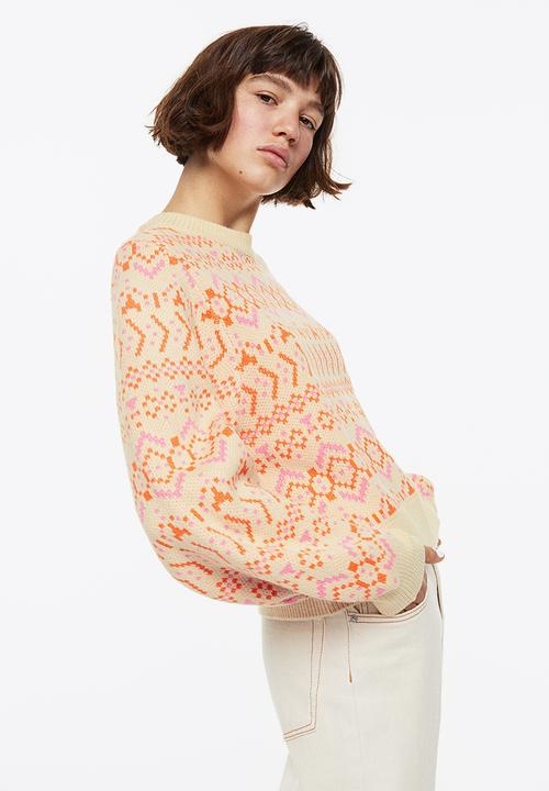 H&M - Jacquard-knit jumper - light beige/ patterned