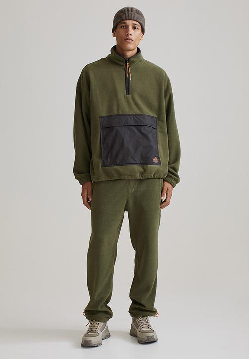 H&M - Oversized fit fleece top - khaki green/black