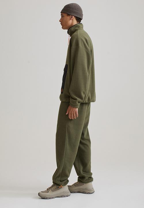 H&M - Oversized fit fleece top - khaki green/black