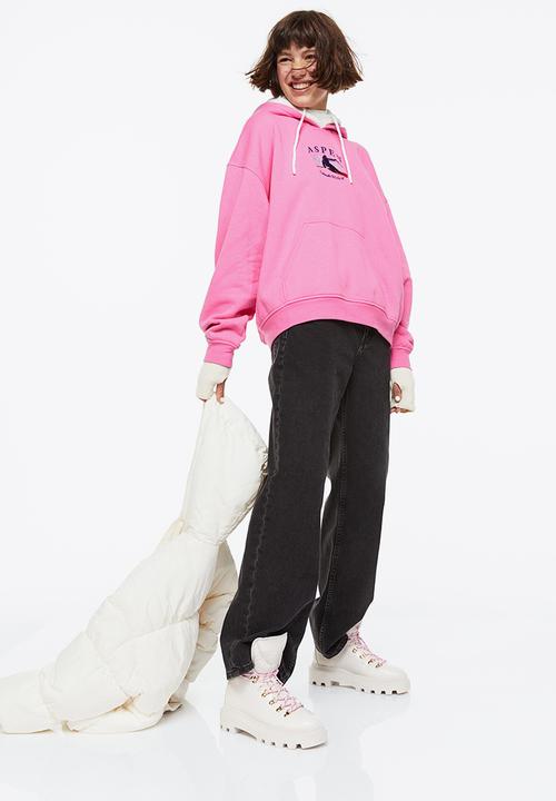H&M - Oversized printed hoodie - pink/aspen