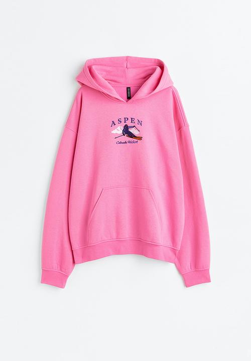 H&M - Oversized printed hoodie - pink/aspen