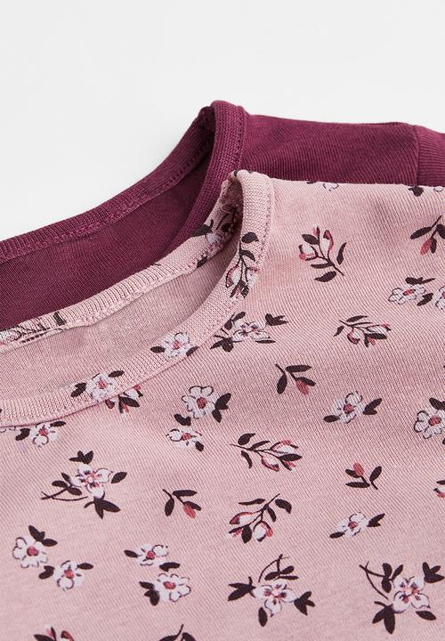 H&M - 2-Pack jersey pyjamas - dusky pink/floral