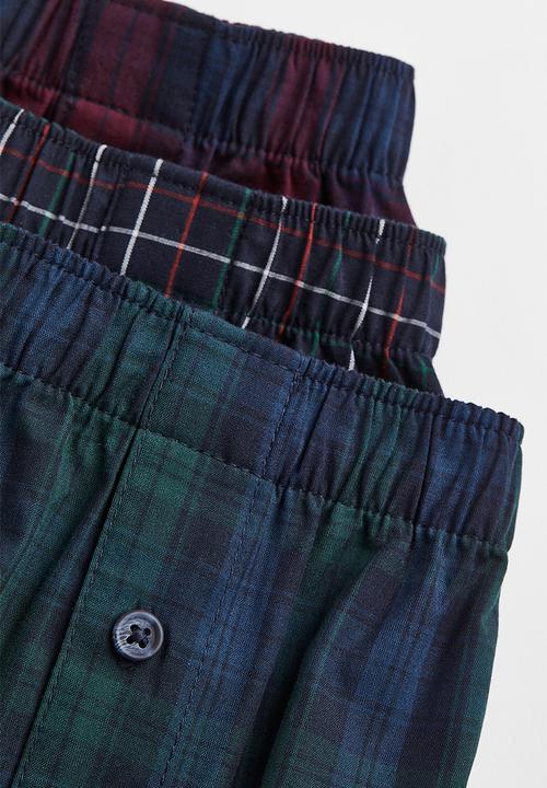 H&M - 5-pack woven cotton boxer shorts - blue/red checked