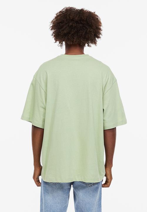 H&M - Relaxed fit T-shirt - light sage green