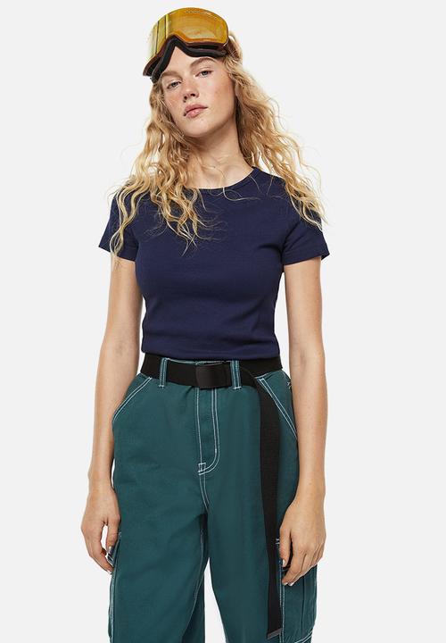 H&M - Ribbed cropped top - blue