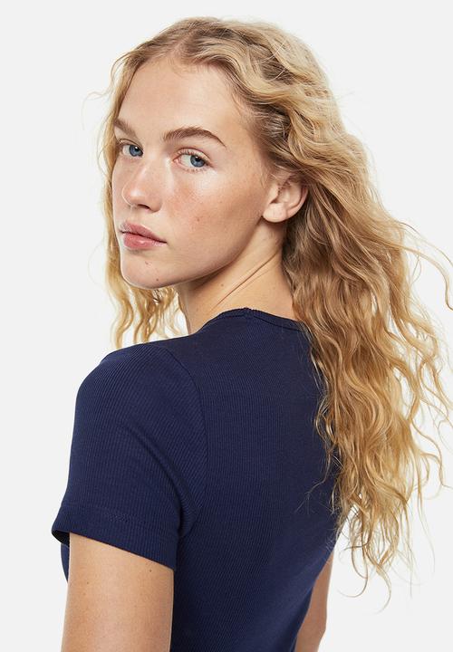 H&M - Ribbed cropped top - blue