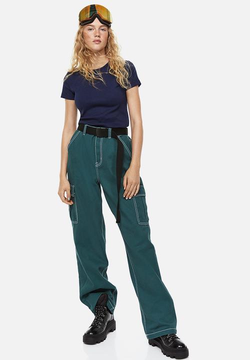 H&M - Ribbed cropped top - blue