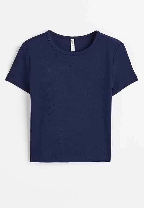 H&M - Ribbed cropped top - blue