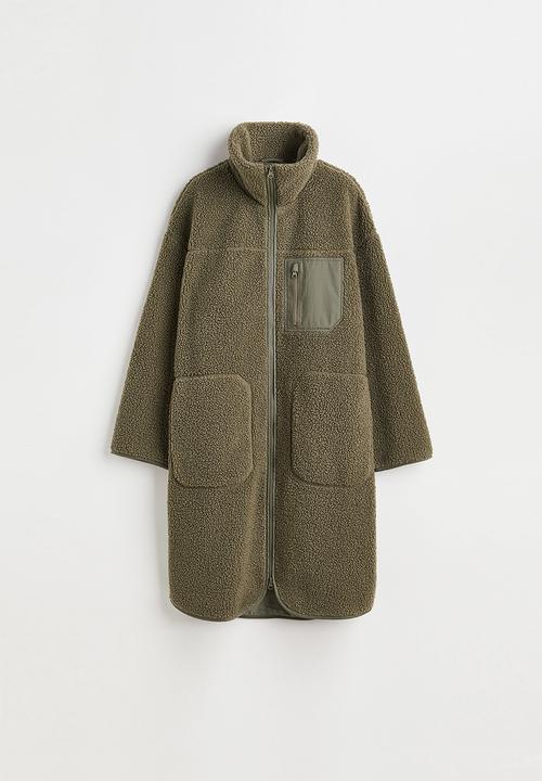 H&M - Teddy jacket - dark khaki green