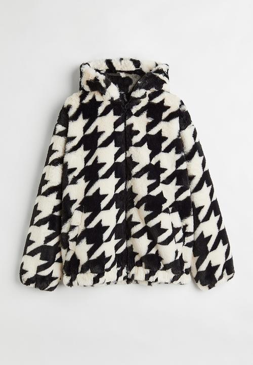 H&M - Hooded jacket - black/dogtooth-patterned