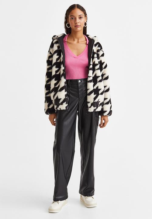 H&M - Hooded jacket - black/dogtooth-patterned