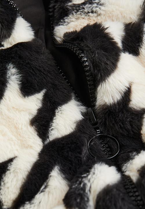 H&M - Hooded jacket - black/dogtooth-patterned
