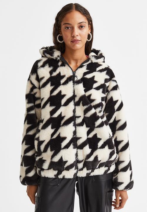 H&M - Hooded jacket - black/dogtooth-patterned
