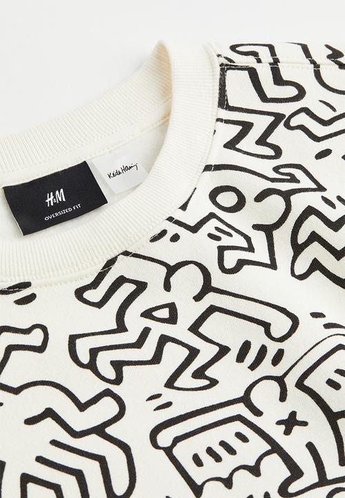 H&M - Relaxed fit sweatshirt - cream/keith haring