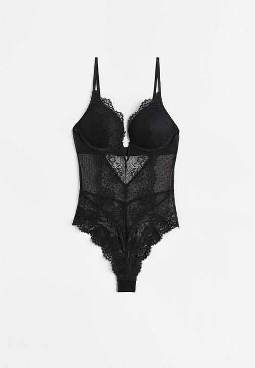 H&M - Super push-up lace body - black