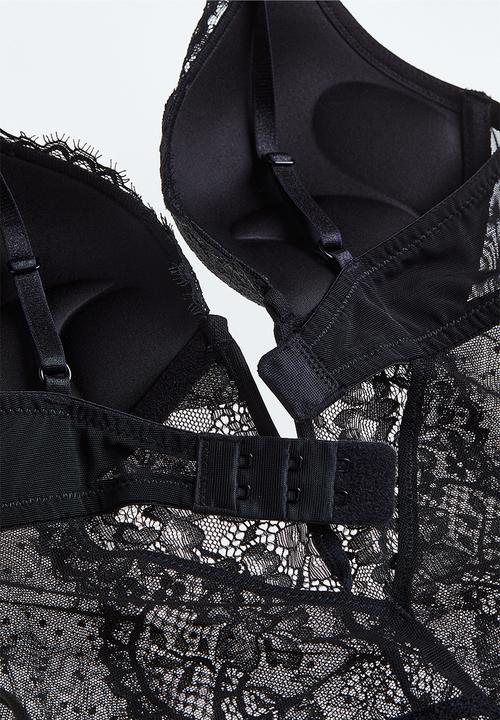 H&M - Super push-up lace body - black