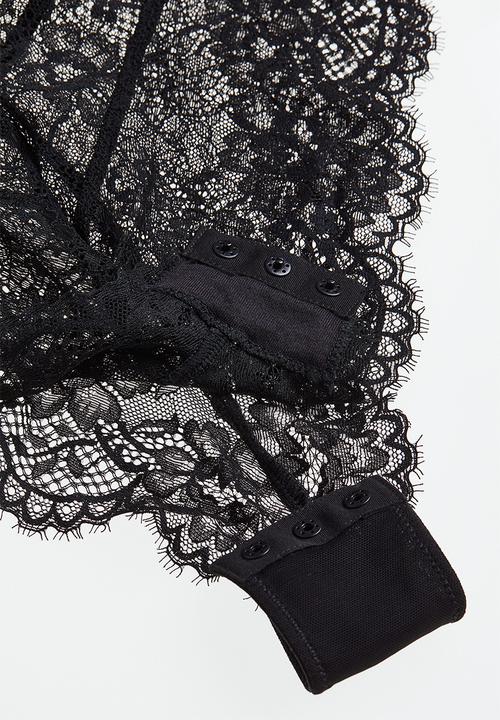 H&M - Super push-up lace body - black