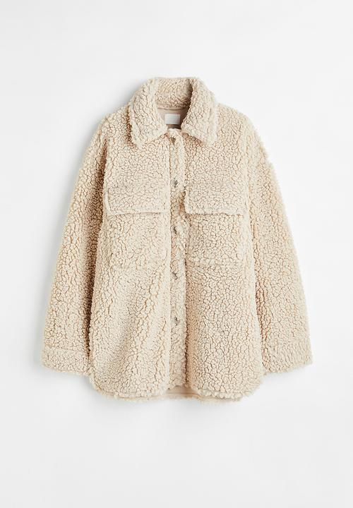 H&M - Oversized teddy shacket - light beige