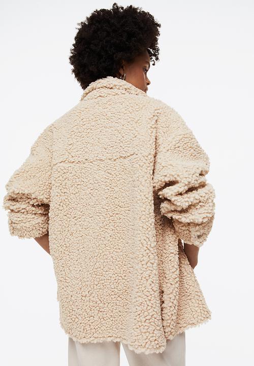 H&M - Oversized teddy shacket - light beige